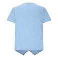 thumbnail image 4 of WIZUTIZ Plus Size Tops for Women up to 65% Off Basic Summer-Beach Fashion Tshirt Solid Plain Short Sleeve T-shirt Loose Fit V-Neck Fluffy Blouse Work Out Trendy Tops Cotton Linen Ladies Tshirts Blue, 4 of 5