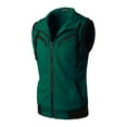 thumbnail image 2 of Unique Bargains Men's Sleeveless Zip Up Drawstring Hooded Vest 42 Green, 2 of 7