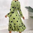 thumbnail image 4 of Cmfcve Women's Party Dress Polka Dot Print Long Sleeve Dance Holiday Dresses Round Neck Tie Front Ruffled Cocktail Evening Dress, 4 of 4