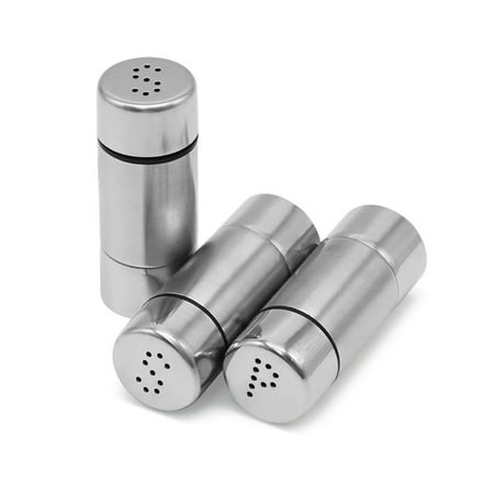 

Stainless Steel Seasoning Bottles Set of 3 Pepper Salt Sugar Spice Jar with Lid and Hole for Home Kitchen Restaurant