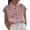 Pink, variant on Women's High Neck Tee Buttoned Collar Summer Cotton Short Sleeve Blouse