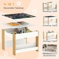 thumbnail image 4 of Qaba Ensemble de Table et Chaises pour Enfants 3 Pcs avec Plateau Réversible, Bois Naturel, 4 of 10