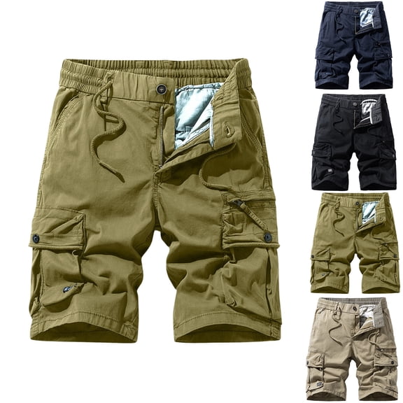 Homeyce Mens Military Cargo Shorts Multi Pockets Twill Elastic Waist Short Drawstring Ripstop Straight Leg Camo Cargo Shorts Stretch Military Work Casual Lightweight Bermuda Short,Green 2XL
