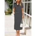 thumbnail image 4 of Women'S Skirt Sets 2 Piece Outfits Summer Casual Striped Short Sleeve Skirt and Top Set Black S, 4 of 9