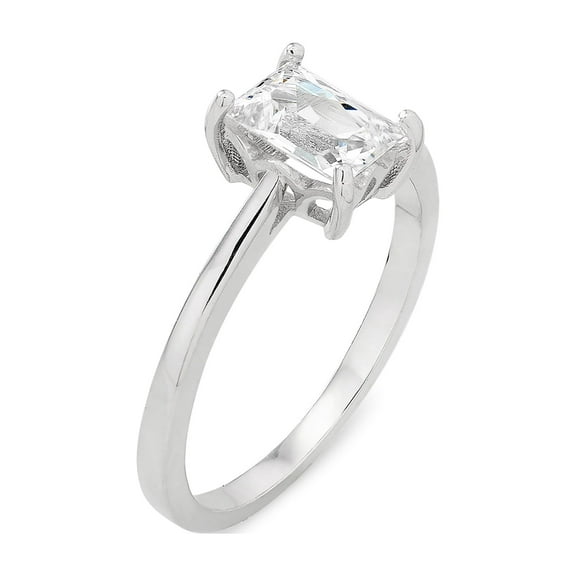 Cubic Zirconia Baguette Cut Ring in Sterling Silver