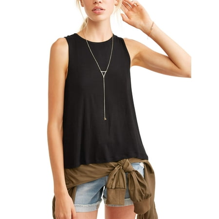 Keyhole Back Tank - Juniors' Keyhole Back Tank w/ Necklace 2Fer