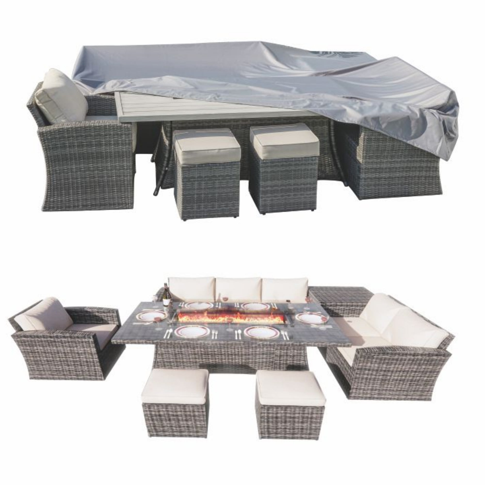 Direct Wicker Square Patio Furniture Covers Waterproof - Gray