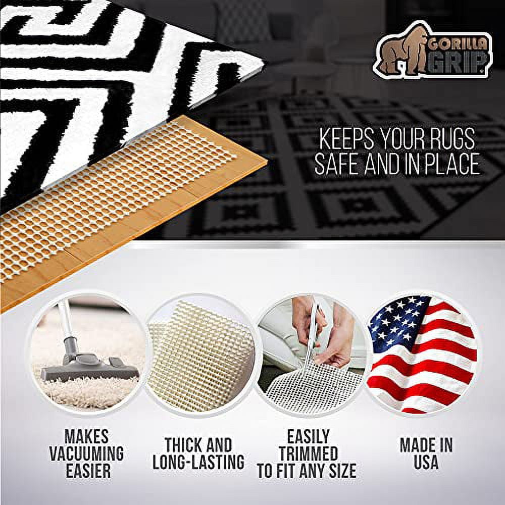 The Original Gorilla Grip Extra Strong Rug Pad Gripper, Thick, Slip and  Skid Resistant Pads for Hard Floors Under Carpet Mat Cushion and Hardwood