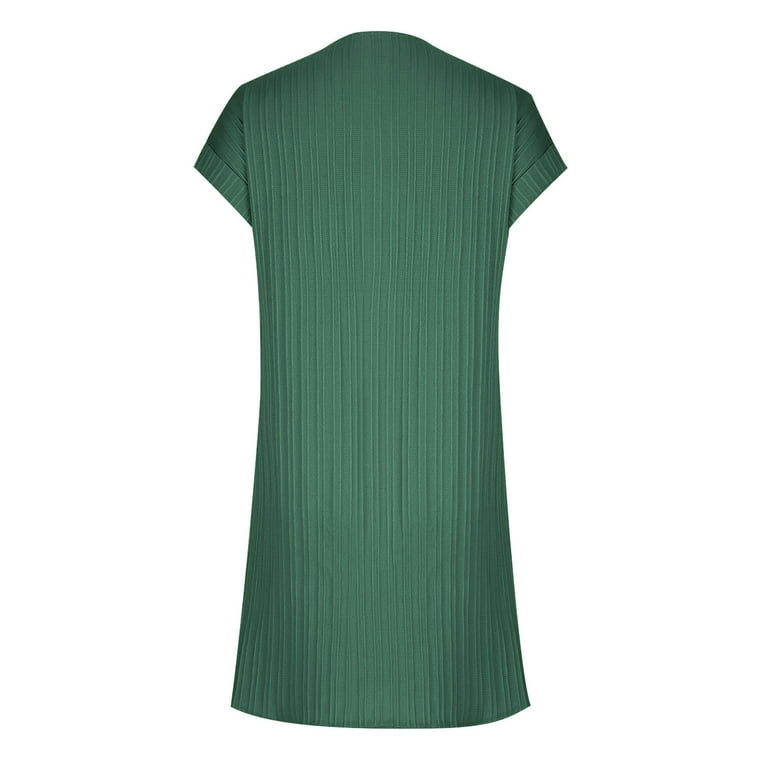 Casual Solid Buttons O Neck Short Sleeve Dress(4 Colors) Casual Solid Buttons O Neck Short Sleeve Dress(4 Colors)
