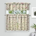 thumbnail image 2 of Kitchen Curtains and Valance Set 36 Inch Tier Pioneer Colorful Floral 3 Pieces Set Dining Room Small Curtain Drapes Cafe Curtains Valance for Home Decor Rod Pocket, 2 of 6