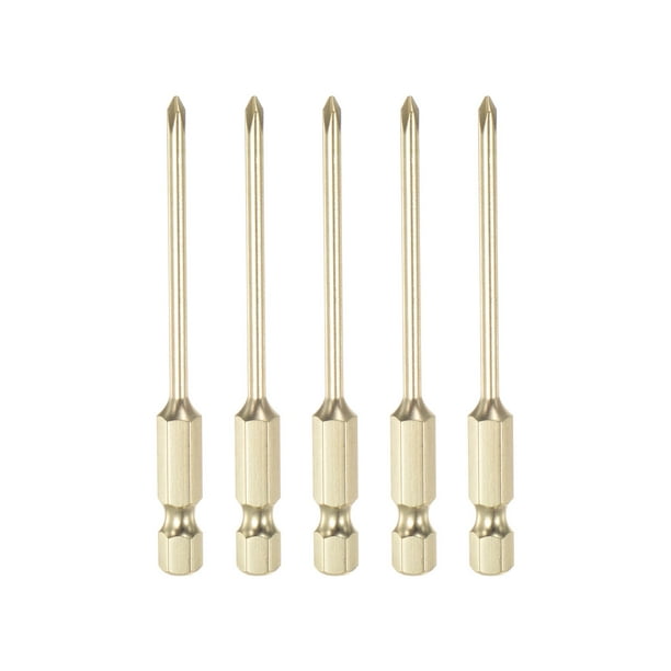 5uds PH0 Phillips Cabeza Destornillador Taladro 3" Longitud 0.12" Diámetro 1/4 Pulgadas Hexagonal Vástago S2 Acero Magnético Cruzado Cabezal para Eléctrica Herramienta