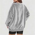 thumbnail image 3 of WULMLEO Women V Neck Fuzzy Fleece Pullover Sweatshirt - Oversized Long Sleeve with Pockets Cozy Fall Winter Casual Wear Light Gray 3XL, 3 of 4