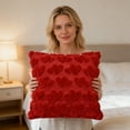 thumbnail image 5 of Set of 2 Valentines Day Pillow Covers 18 x 18 Inch, Soft Plush Faux Fur Wool Decorative Anniversary Cushion Case for Sofa Home Decoration, 5 of 6