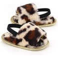 thumbnail image 2 of 2 Pack Infant Baby Girls Sandals Elastic Back Strap Flats Slippers Soft Toddles Princess Shoes Faux Fur Slides Shoes First Walker House Shoes, 2 of 7