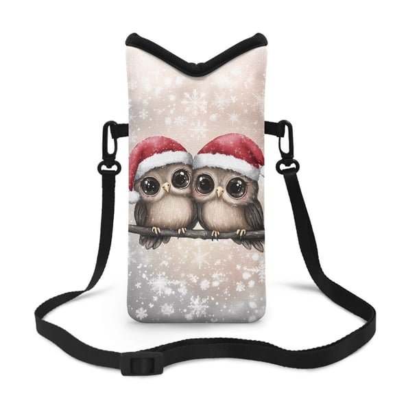 SEANATIVE Small Crossbody Bag for Women Waterproof Cell Phone Case Neoprene Mobile Phone Protection Bag Mini Satchel Bags for Moto G Power, G Pure, G52, G82, Cute Owl Christmas Hat Snowflake