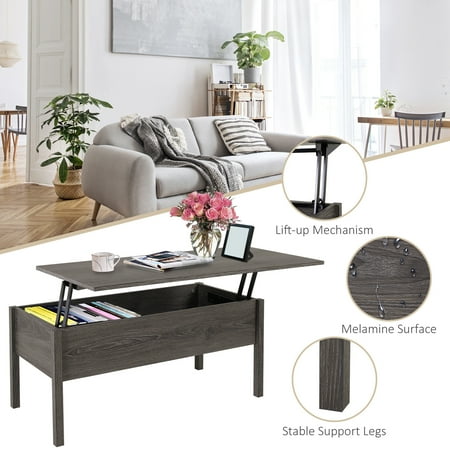 Homcom 39 Modern Lift Top Coffee Table Convertible Tea Desk With Storage Compartment Floating Retractable Home Office Living Room Furniture Grey Canada Homcom 39 Modern Lift Top Coffee Table, Homcom 43 Modern Lift Top Coffee Table