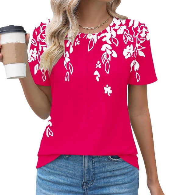 SDNall Womens Round Neck Fashionable Casual Short Sleeved Spring/summer Top