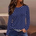 thumbnail image 2 of ctdiral Polka Dot Long Sleeve Tops for Women Crew Neck Loose Fit Shirt Soft Stretchy Pullover Fall Lounge Comfy Daily Wear Navy XXL, 2 of 6