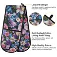 thumbnail image 2 of Yayeee Double Oven Mitt Kitchen Heat Resistant Baking 35" x7" Quilted Glove, Pink and Purple Flowers, 2 of 6