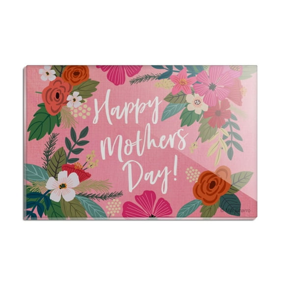 Happy Mother's Day Mom with Flowers Rectangle Acrylic Fridge Refrigerator Magnet