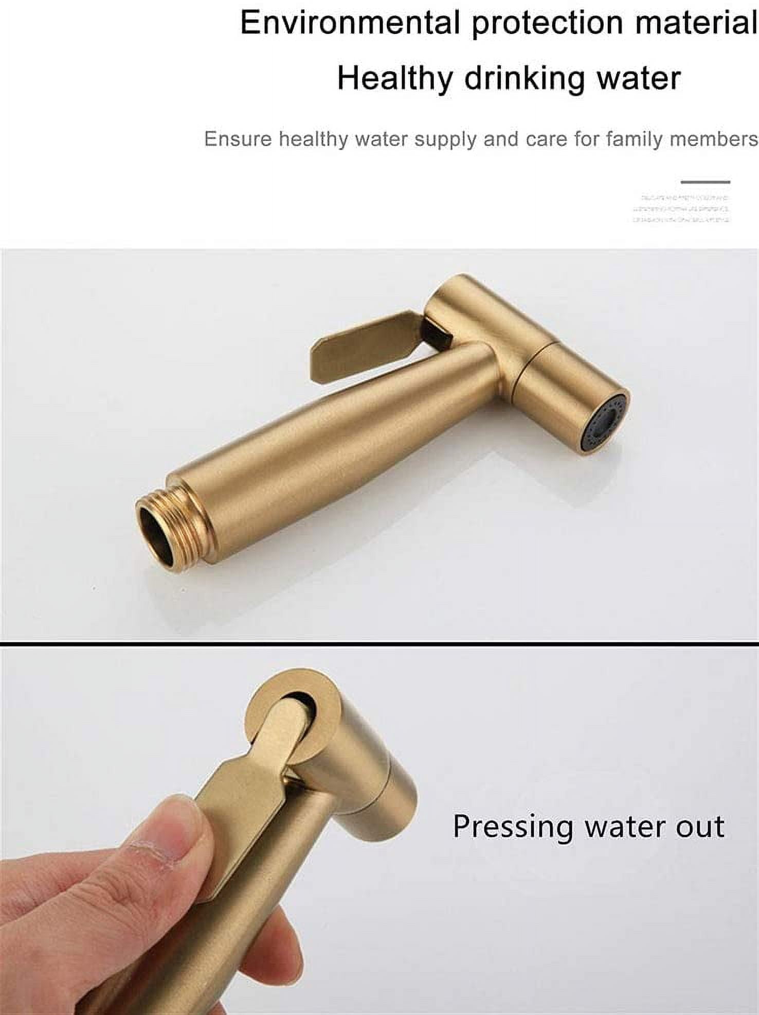 Stainless Steel Toilet Bidet Sprayer, Bidet Sprayer Kit, Faucet Sprayer Shattaf Toilet Sprayer (Gold)
