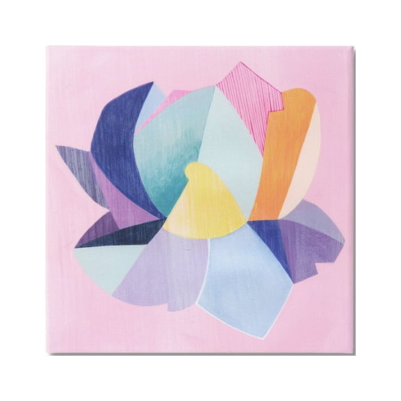 Stupell Industries Pop Style Lotus Flower Abstract Painting Gallery Wrapped Canvas Art Print Wall Art, 17 x 17
