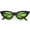 Matte Black / Green, variant on Women's Thin Extreme Cat Eye Sunglasses Slim Arms Oval Lens 45mm (Black / Smoke)