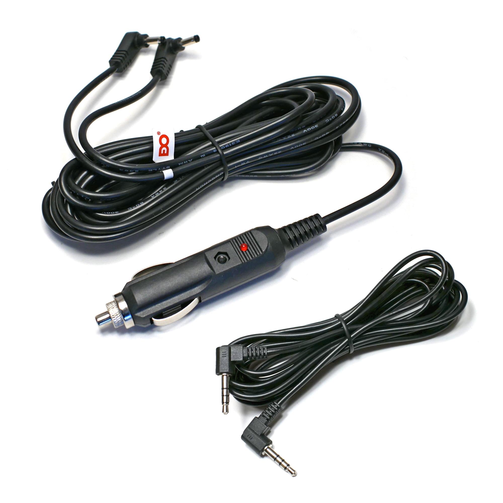 EDO Tech AV Cable Car Power Cord for Naviskauto PD1023B 10.5" VN1054B-A08 10.1" Dual Screen Portable DVD Player (10 ft 3.5mm AV Cord & 11 ft Dual Plug Vehicle Charger)