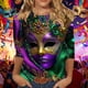 thumbnail image 1 of Ounisa 2025 Womens 3/4 Sleeve Tops Mardi Gras Costumes Fashion Round Neck Color Printed Blouse, 1 of 6