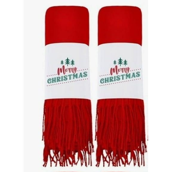 Ladies Holiday Red Soft Tassel Scarf