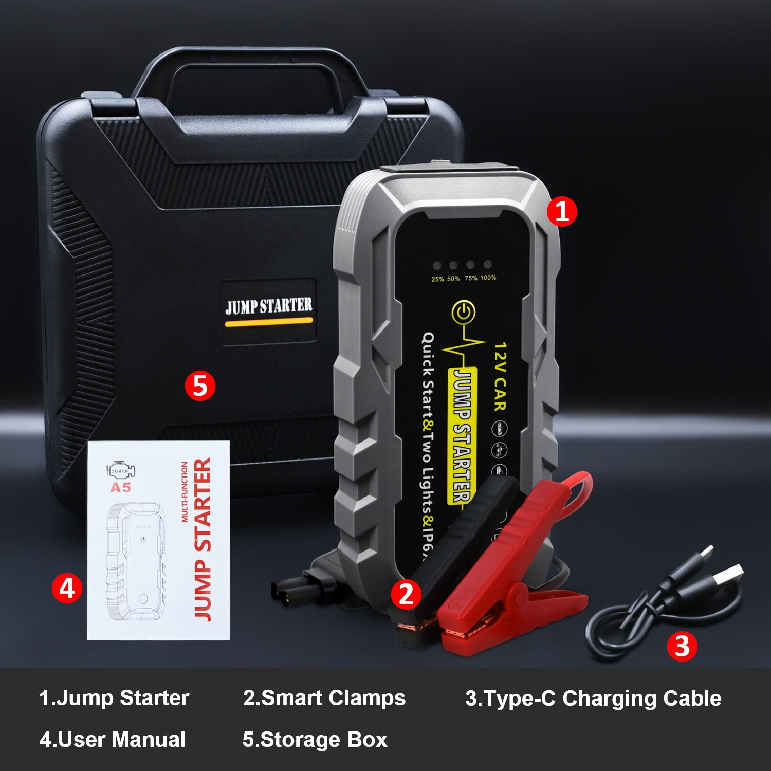 Pentantan Car Jump Starter, 3000A Portable Battery Jump Box, 12V Auto Battery Booster up to 8.0L Gas & 6.0L Diesel Engines