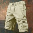 thumbnail image 2 of CONZONE Mens Baggy Cargo Shorts Casual Solid Color Elastic Waist Drawstring Cargo Shorts for Men Lightweight Relaxed Fit Summer Workout Shorts With Pockets, 2 of 4