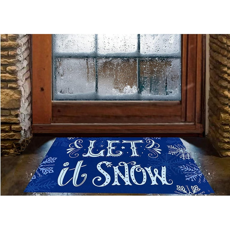 Let It Snow Door Mat - 18 x 30, Blue, White, Snowflakes, Indoor Doormat,  Christmas Decoration, Front Door Decor, Classroom, Home, Porch, Patio,  Office 