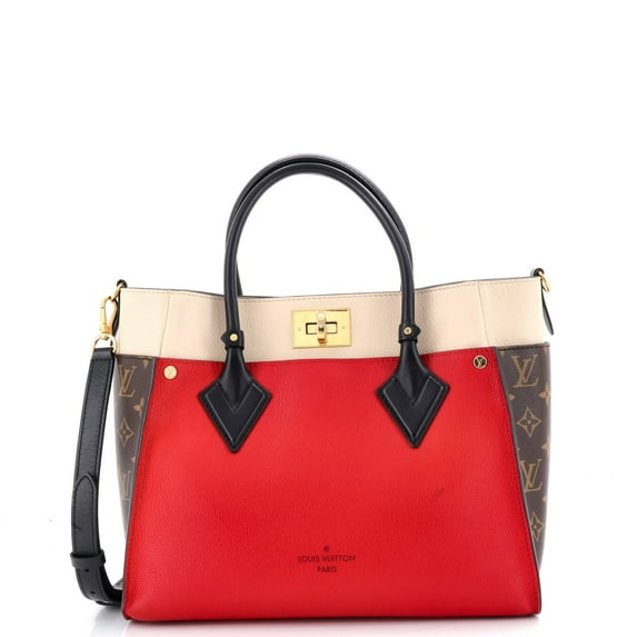 Pre-Owned On My Side Tote Leather with Monogram Canvas MM By Rebag