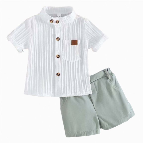 Toddler Boy Outfits Baby Boys Summer Kids Cotton Stripe Short Sleeve Running Suit 0 3 6 12 18 24 Months Clothing Sets Set 2-Piece