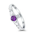 thumbnail image 4 of Claddagh Heart Promise Ring Amethyst CZ 925 Sterling Silver Size 3, 4 of 7