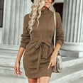 thumbnail image 1 of Robe pour Femmes, Robe une Pièce en Tricot Lavable en Machine Manches Longues pour l'Hiver Kaki, Rouge Vin, Noir, Abricot, 1 of 6
