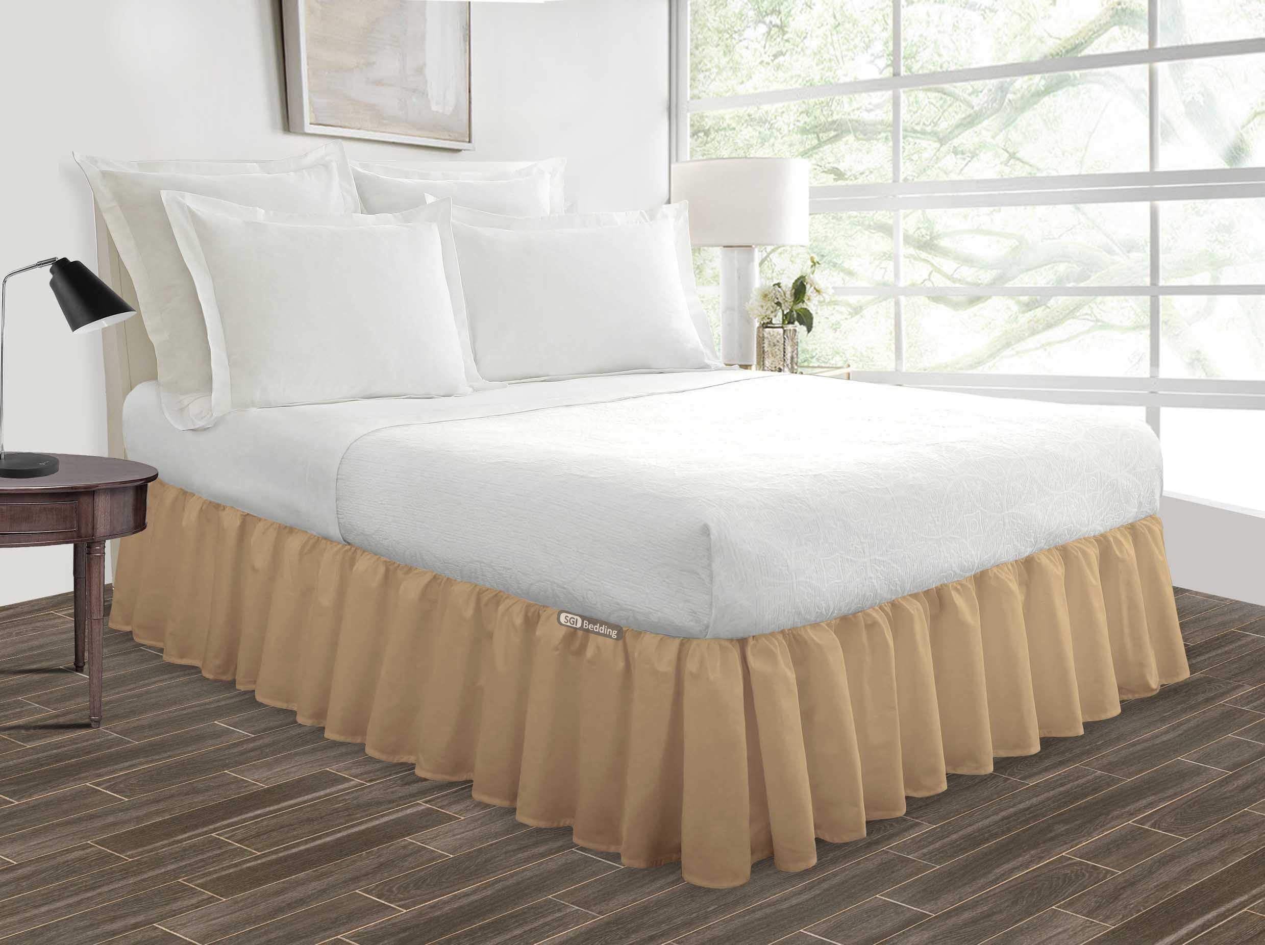 NEW MODERN SOLID DUST RUFFLE SPLIT CORNERS 1PC BED BEDDING PLEATED SKIRT C-KING 