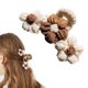 thumbnail image 1 of Pinza para el cabello con flores de punto, pinzas para el cabello de ganchillo, elegante accesorio para el cabello de ganchillo para mujeres y niñas, pasador de felpa, horquillas de medio moño de suje, 1 of 5