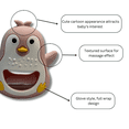 thumbnail image 4 of 2 Pack Penguin Silicone Teether-BPA Free Silicone, Easy Grip & Safe, Soft Silicone, Pink & Mango, 4 of 5