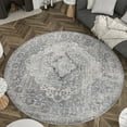 thumbnail image 7 of Traditional Area Rug (7'10'' Round) Medallion Gray, Cream Indoor Round Easy to Clean, 7 of 7