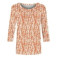 thumbnail image 3 of Pompotops Mode Femme Col Rond T-Shirt Manches 3/4 Blouse Imprimée Hauts Chandail en Molleton Liquidation, 3 of 4