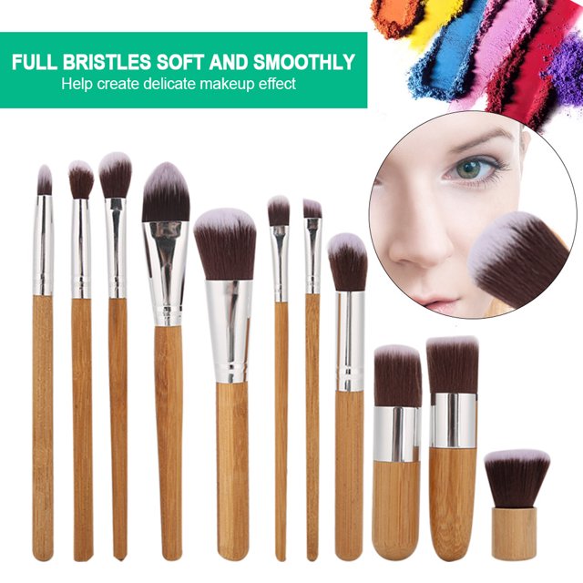 Brochas de maquillaje juego de brochas de fibra de 11 piezas con de madera brochas de maquillaje facial de pelo suave juego de brochas cosméticas con bolsa ANGGREK Otros