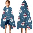 thumbnail image 3 of Blue Christmas Snowman Pattern Hooded Bath Towel，50"x30" for Ages 3 To 12 Kids, Quick Dry Lightweight Soft Microfiber Hood Beach Towel Cover Up for Kids, 3 of 7