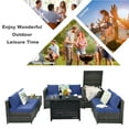 thumbnail image 6 of Patiojoy 9 PCS Rattan Dinning Set Wicker Sofa w/Propane Gas Fire Pit 60,000 Btu Heater Navy, 6 of 10