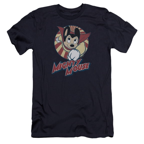 Mighty Mouse The One The Only Premium Canvas Adult Slim Fit 30/1 T-Shirt Navy