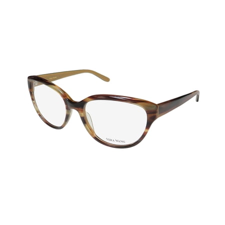 NEW VERA WANG LUXE LISETTE WOMENS/LADIES CAT EYE FULL-RIM TRUFFLE HORN FRAME DEMO LENSES 53-17-138 EYEGLASSES/EYEGLASS FRAME