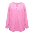 thumbnail image 5 of Plus Size Tops for Womens Tops Fashion Casual Loose Fashion Long Sleeve Solid Color Round Neck Pullover Shirt, 5 of 5