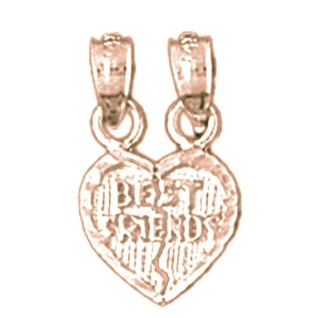 14K Rose Gold Best Friends In Heart Pendant - 16