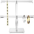 thumbnail image 1 of Soporte para exhibición de joyas, organizador para colgar collares y pulseras, soporte de torre transparente de 2 niveles para brazaletes, collares, anillos, pendientes y reloj, 1 of 5